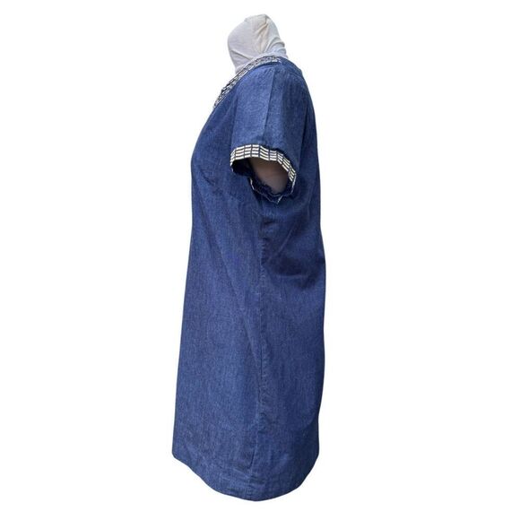 Dana Buchman Chambray Denim Dress Gold Metallic Neckline Sz. 14 - Picture 7 of 10